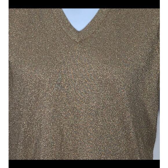 Petite Dimensions Vintage Gold Metallic Wool Blend Sweater Petite Medium Holiday - Picture 5 of 11